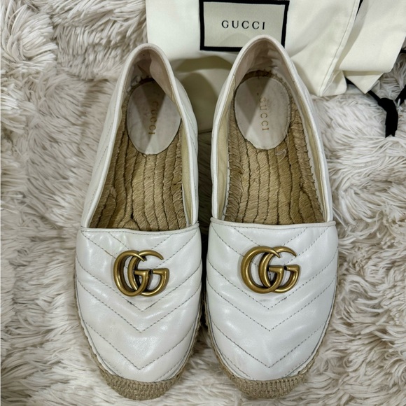 Gucci GG Marmont Women's Espadrille Wedge Sandals White Size 37 - Picture 5 of 13